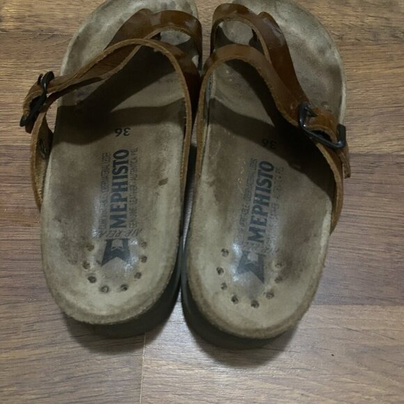 Mephisto Helen Spice Star Sandals Womens Size 36 Brown Leather Thong Slip On - Picture 3 of 6